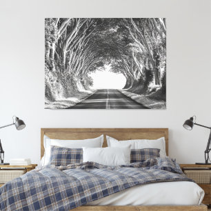 Baumtunnel Kauai Fotografie Schwarz und Weiß Leinwanddruck