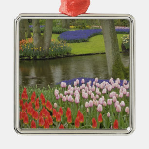 Baumuster von Tulpen und Blume von Traubentrester, Silbernes Ornament