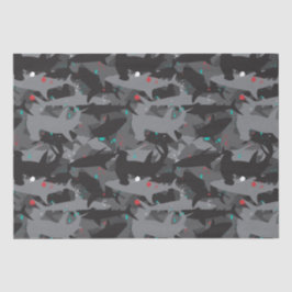 Baumusterpapier für schwarze Haie und Aquamarine C Seidenpapier