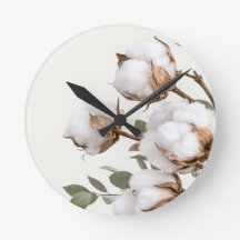 Baumwoll Wanduhr mit botanischem Motiv im Landhaus