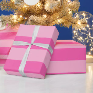 Baumwoll Zucker Rosa, Hot Pink #2 XL Preppy Streif Geschenkpapier