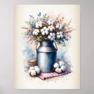 Baumwolle Bouquet in einer Milch 5 Poster