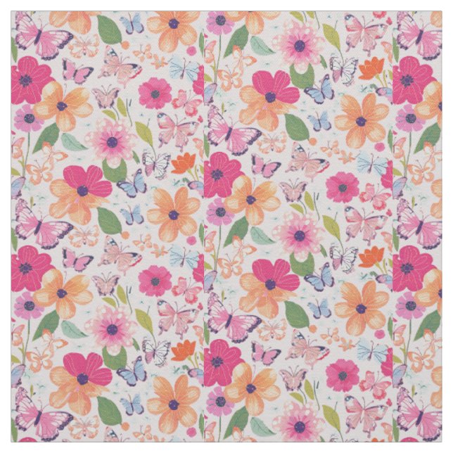 Baumwollgewebe, Blume und Schmetterlinge Stoff (Muster)