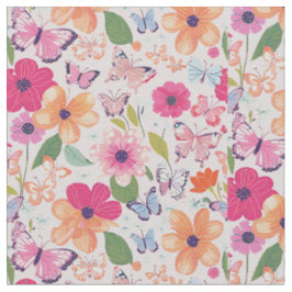 Baumwollgewebe, Blume und Schmetterlinge Stoff