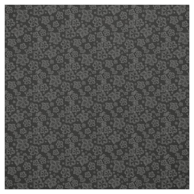 Baumwollgewebeschwarzgraue Blumengewohnheit Stoff (Muster)