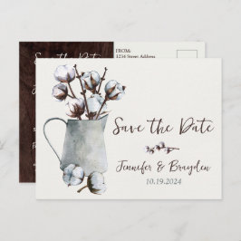 Baumwollstiele in Pitcher Wedding Save the Date Postkarte