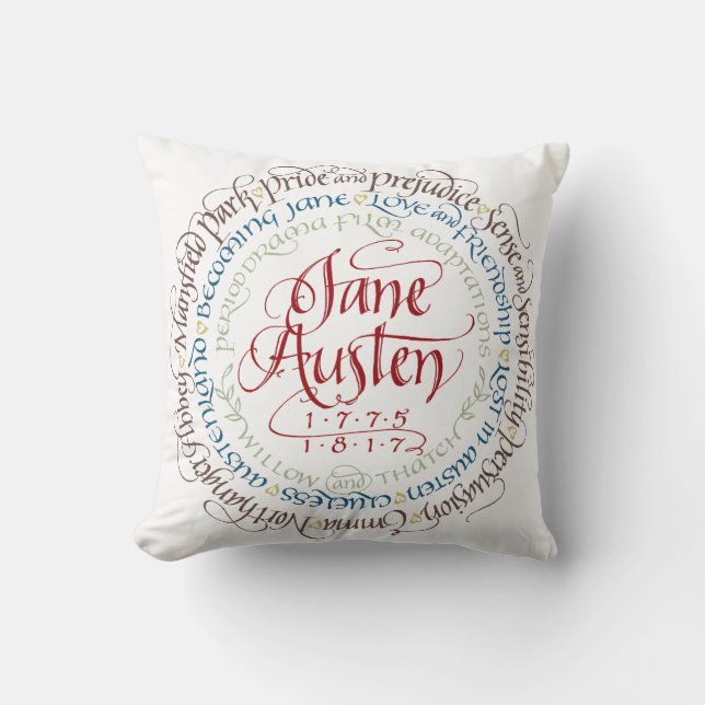 BaumwollWurfs-Kissen - Jane Austen-Zeitraum-Dramen Kissen (Vorderseite)