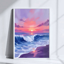 Baumwollzucker Bucht | Rosa Ozean Wasserfarbe Gema Poster