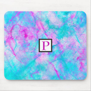 Baumwollzucker-Pink & Blau Wasserfarben-Waschfärbu Mousepad