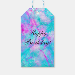 Baumwollzucker Rosa & Blau Wasserfarbe Wasch Fleck Geschenkanhänger