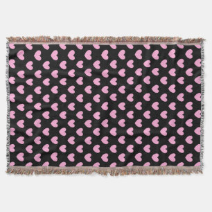 Baumwollzucker-Rosa Tupfenherzen auf Schwarz Decke