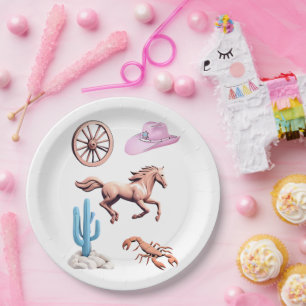 Baumwollzucker Western-Thema Cowgirl-Party-Kunst Pappteller