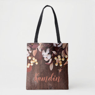 Baumwollzweig personalisiert Tote Bag auf Dunkelho Tasche