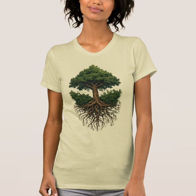 Baumwurzeln bilden sich zu einer Mandala, erdigen  T-Shirt (Vorderseite)