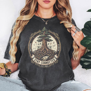 Baumwurzeln Kraft Emblem Verbunden Bleiben T-Shirt