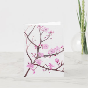 Baumzweig blüht im Frühjahr mit rosa Blume Karte