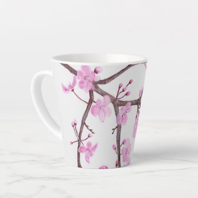 Baumzweig blüht mit rosa Blume Klein Milchtasse (Linke Ecke)