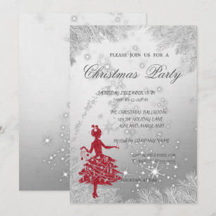 Baumzweige, Girl Corporate Christmas Party Einladung
