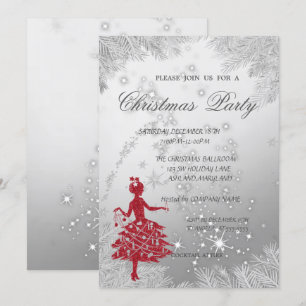 Baumzweige, Girl Corporate Christmas Party Einladung