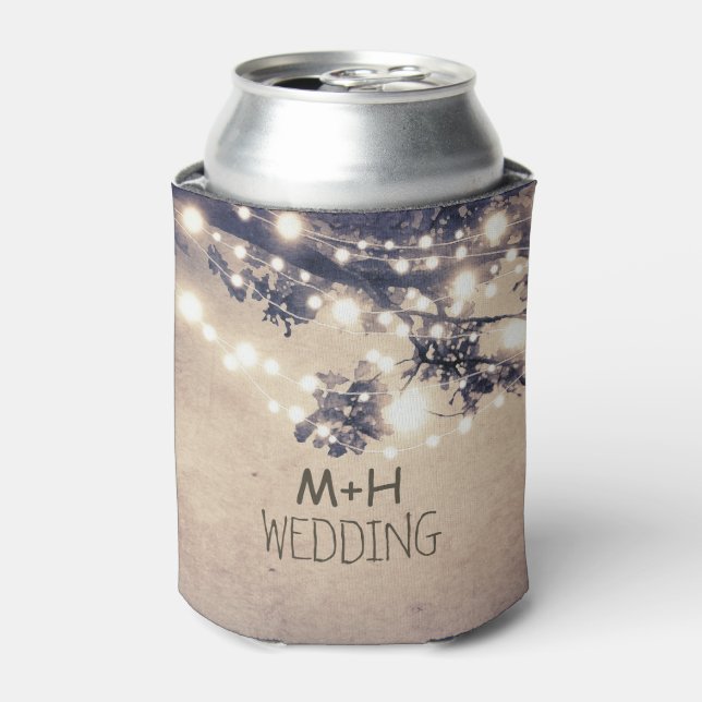 Baumzweige und Lichter rustikale Hochzeit Dosenkühler (Kanne Vorderseite)