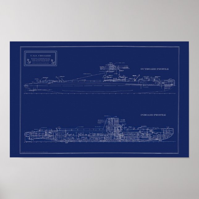 Bauplan des U-Bootes U.S.S. Croaker Poster (Vorne)