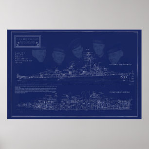Baupläne des Schiffes USS The Sullivans Poster