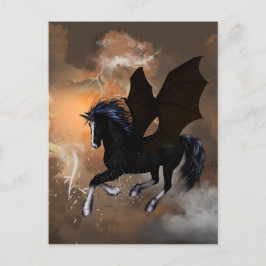 Bauschönes dunkles Einhorn Postkarte