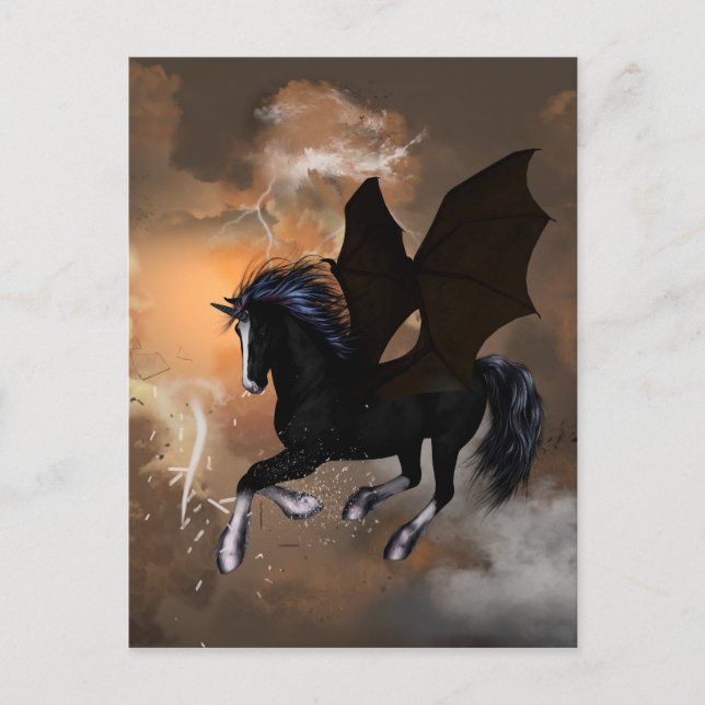 Bauschönes dunkles Einhorn Postkarte (Vorderseite)