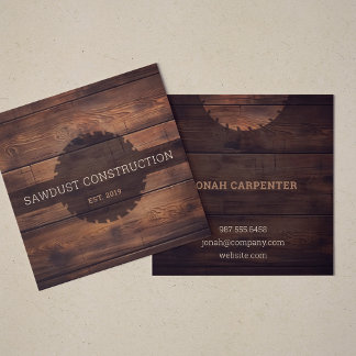 Bauschreiner Holz Dunkles rustikales Holz Quadratische Visitenkarte