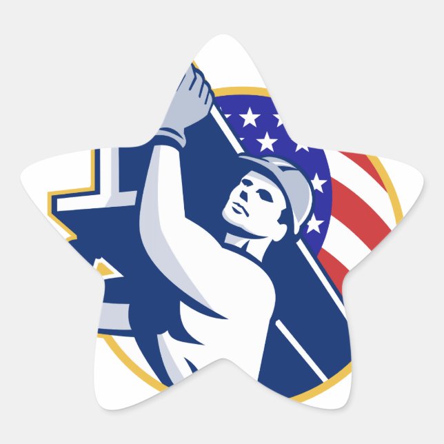 Baustahl - I-Beam - amerikanische Flagge Stern-Aufkleber (Vorderseite)