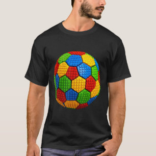 Baustein Blöcke Fußball Fan Gebäude Konstruktion T-Shirt