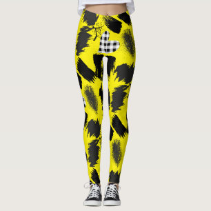 Bausteine.Black and White.w.01x4 B Yellow BG Leggings