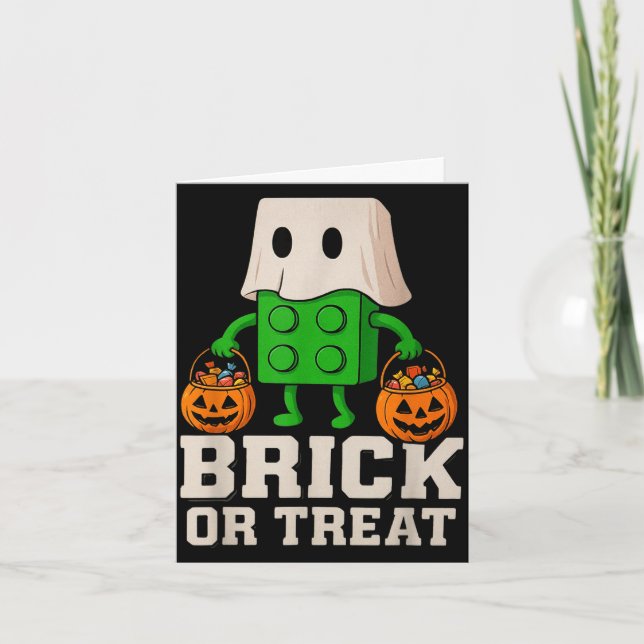 Bausteine Halloween Stein oder behandeln Gespenst Karte (Vorderseite)