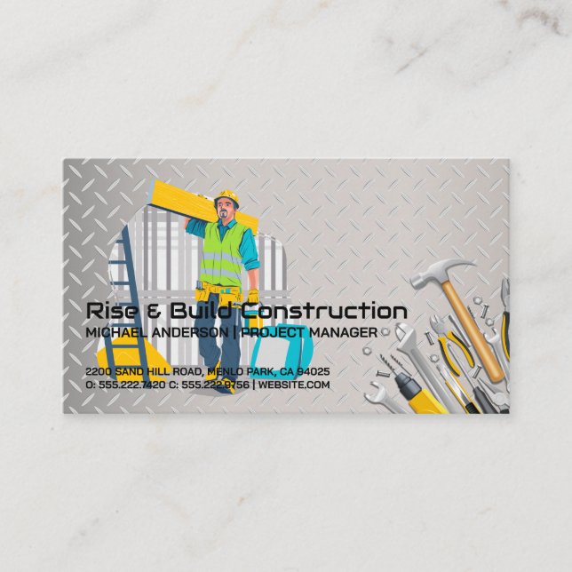 Baustelle | Bauarbeiter Visitenkarte (Vorderseite)