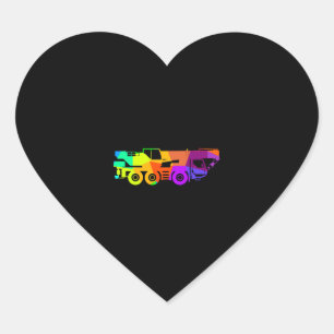 Baustelle für farbenfrohe Regenbogenkrane Herz-Aufkleber
