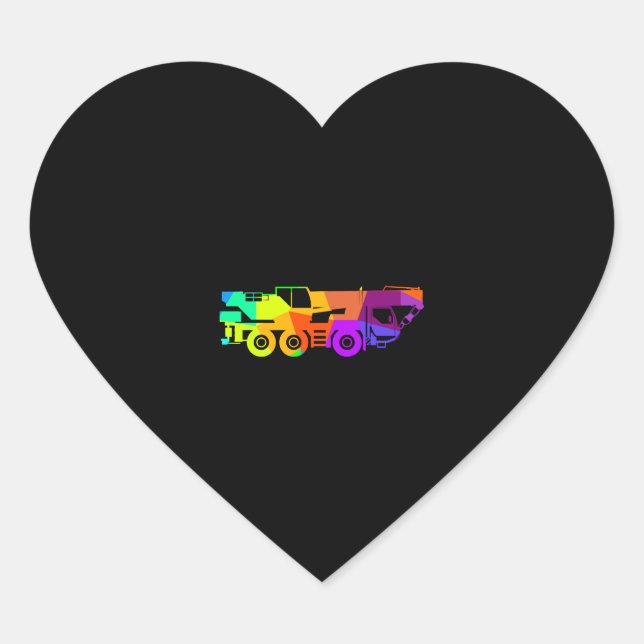 Baustelle für farbenfrohe Regenbogenkrane Herz-Aufkleber (Vorderseite)