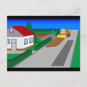 Baustelle mit Kehrmaschine Postkarte