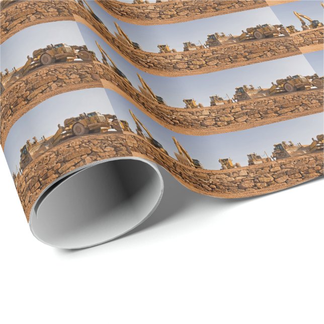 Baustelle-Traktoren Geschenkpapier (Rolleneckpunkt)