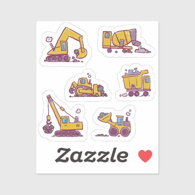 Baustelle und Fahrzeuge für Kinder Aufkleber (Blatt)