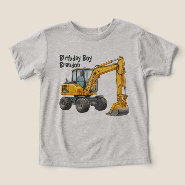 Baustellen Geburtstagsfeier Bagger T-Shirt (Design Vorderseite)