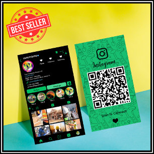 Baustellen Instagram Grün QR-Code Visitenkarte