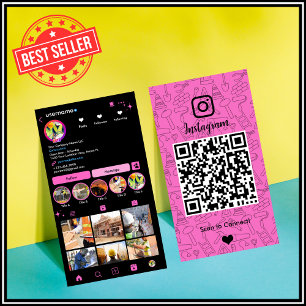 Baustellen Instagram Pink QR-Code Visitenkarte