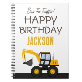 Baustellen-LKW-Geburtstag | Personalisierter Dekor Notizblock