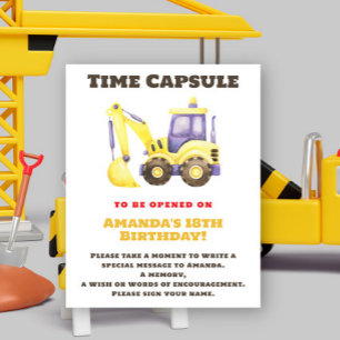 Baustellen-LKW-Zeitkapsel 1. Geburtstag Poster