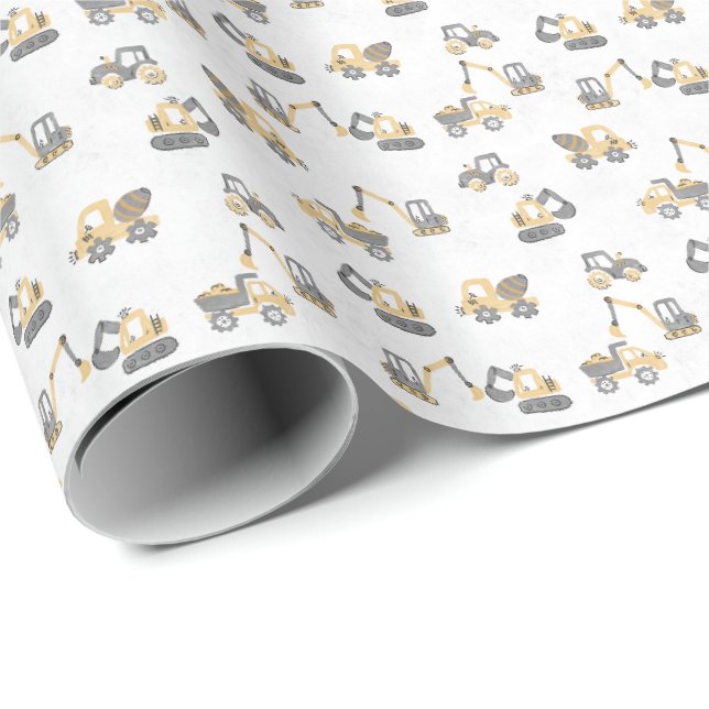 Baustellen-Muldenkipper Baby Junge Bagger  Geschenkpapier (Rolleneckpunkt)