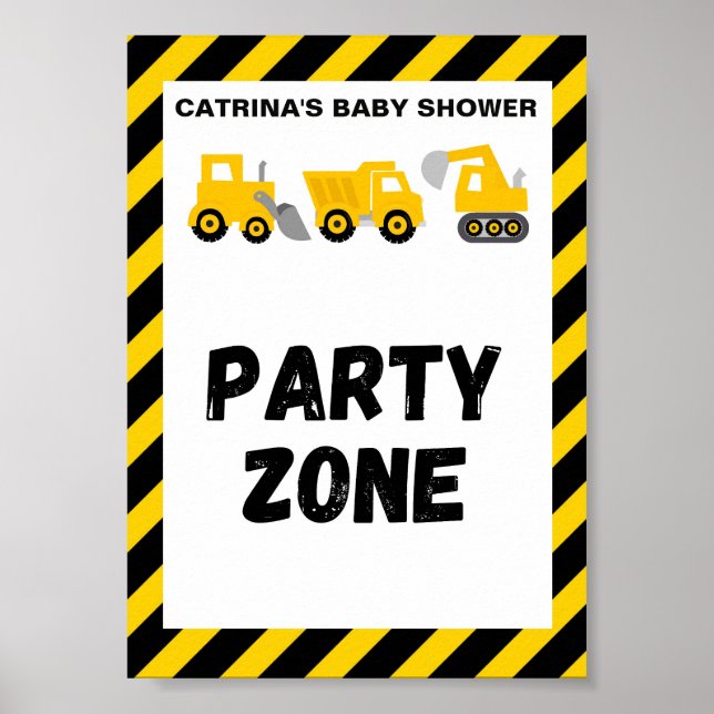 Baustellen-Party-Schild Poster (Vorne)