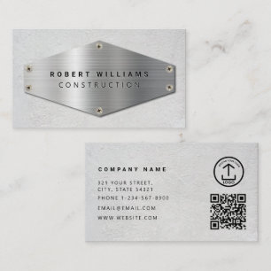 Baustellen-QR-Code Metallisch Silber Beton Visitenkarte