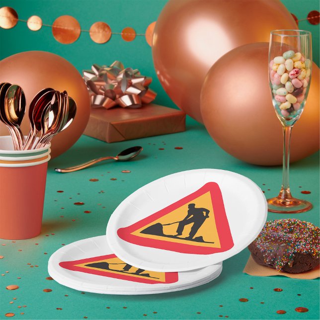 Baustellen-Vorwarnschild Bauzone Warnung Pappteller (Von Creator hochgeladen)
