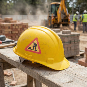 Baustellen-Vorwarnschild Bauzone Warnung Quadratischer Aufkleber