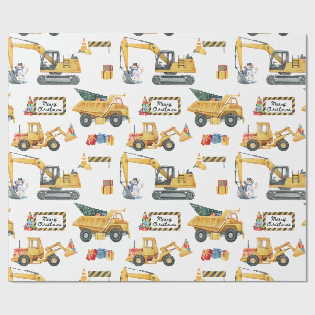 Baustellen-Weihnachts-Verpackungspapier Geschenkpapier (Flach)